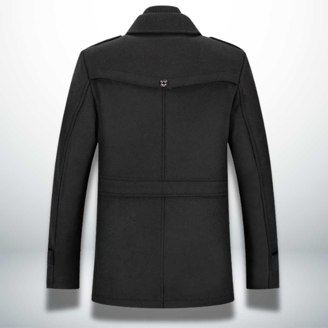 Men's Smart Casual Overcoat Button Front Wool Blend Coat Autumn