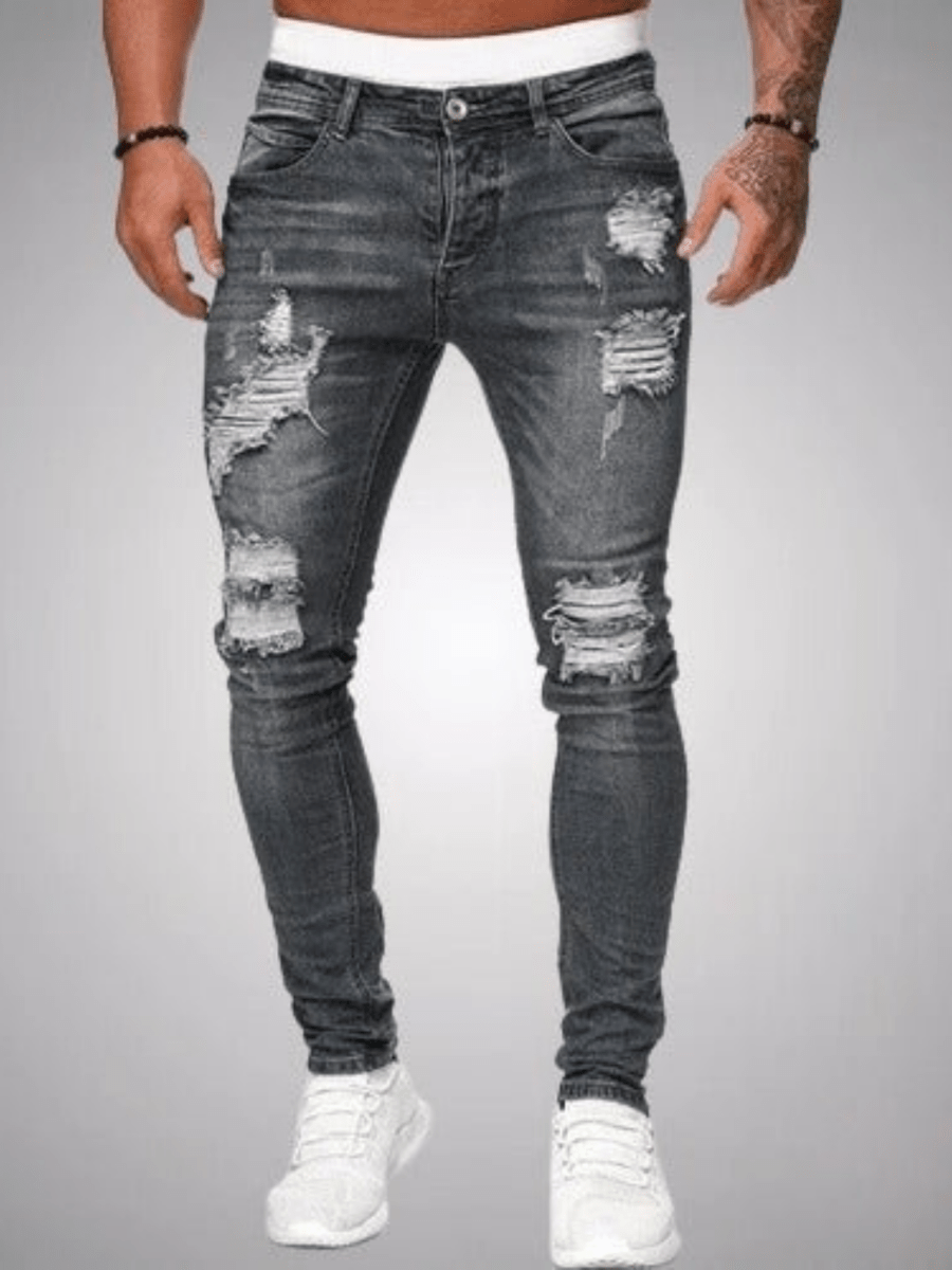 Men's Ripped Jeans Slim Fit Distressed Denim