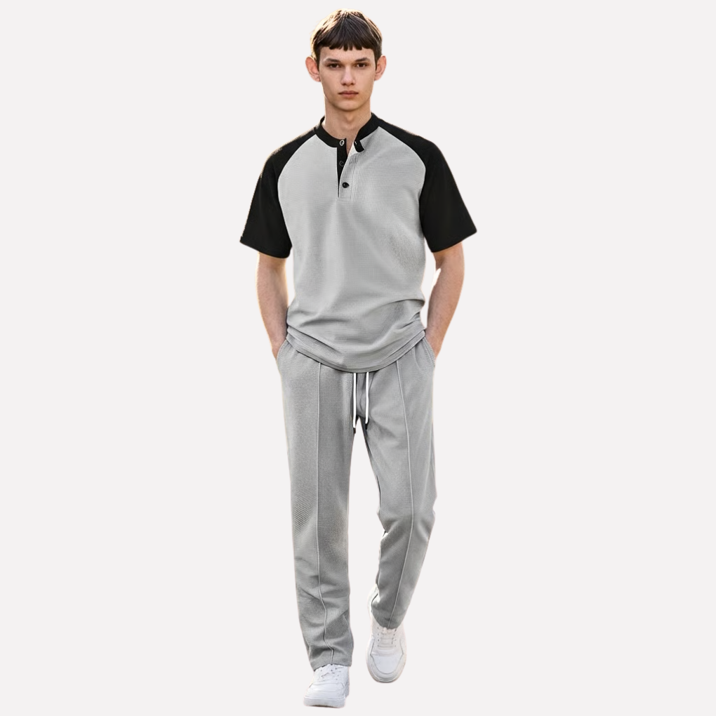 Men's Waffle Knit Lounge Set 2 Piece T-Shirt Jogger