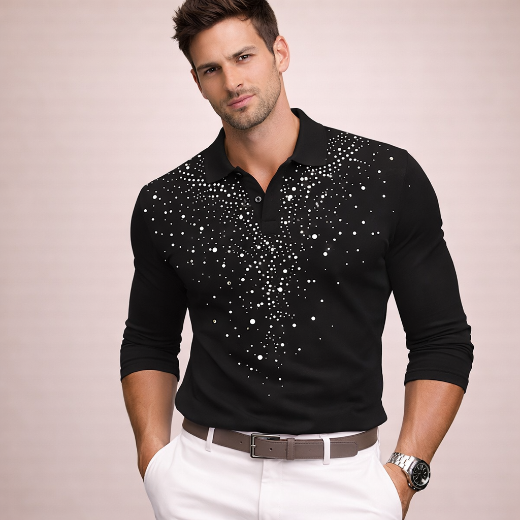 Men's Cotton Blend Long Sleeve Polo Shirt | Elegant Slim-Fit Casual Wear 5