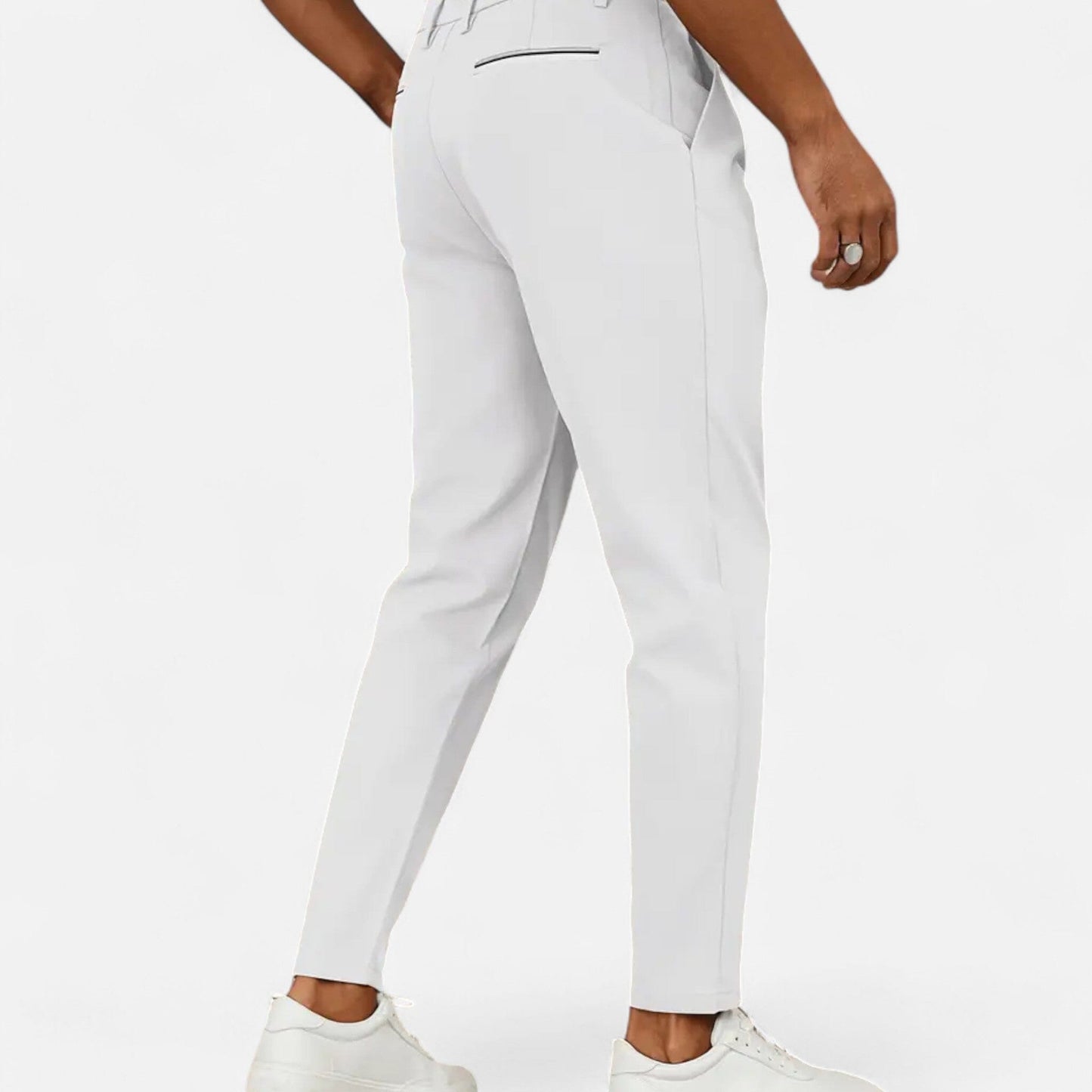 Men's Trousers Beige Wool Blend Classic Pleated Business Pants