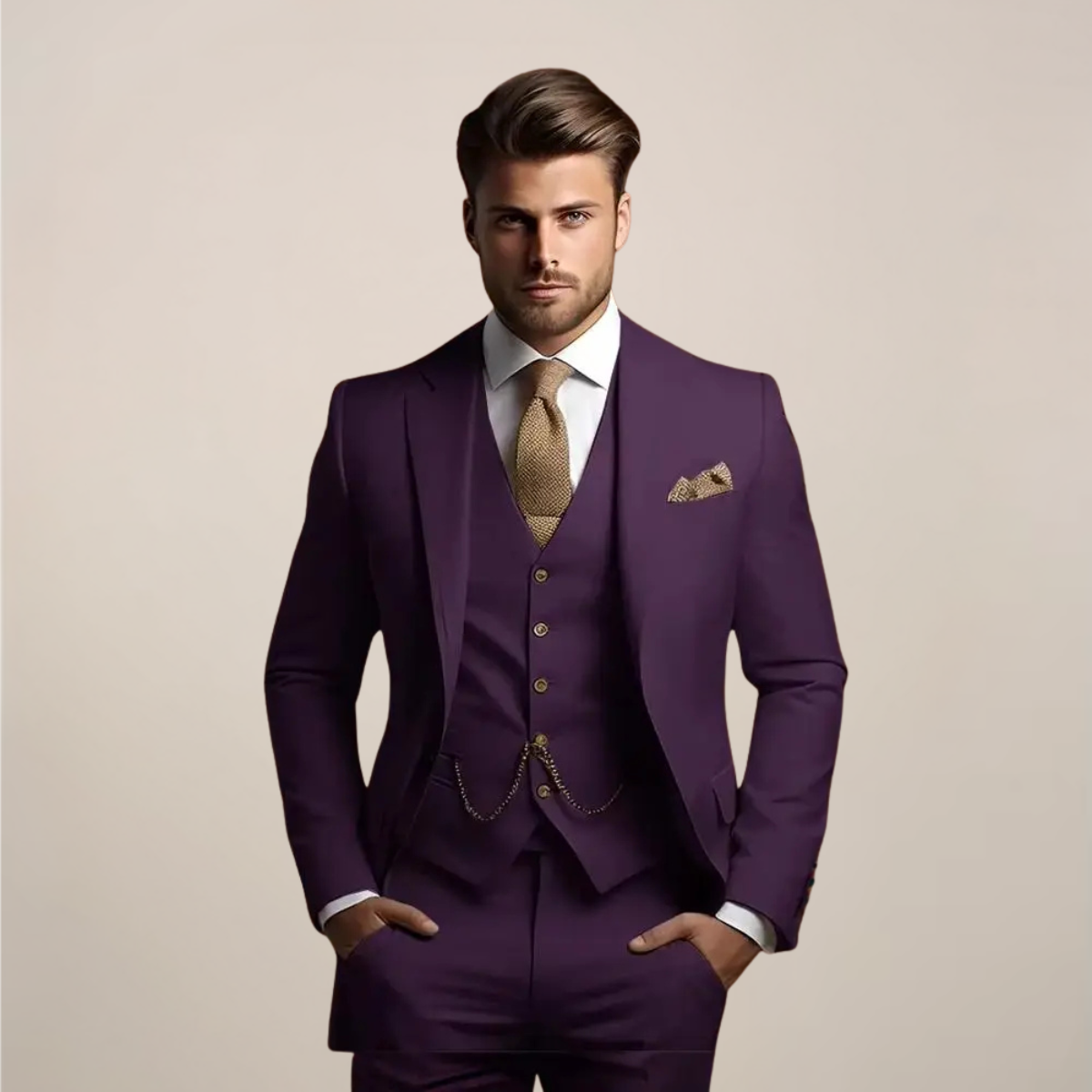 Men's Formal 3 Piece Suit Wedding Waistcoat Jacket Trousers Set