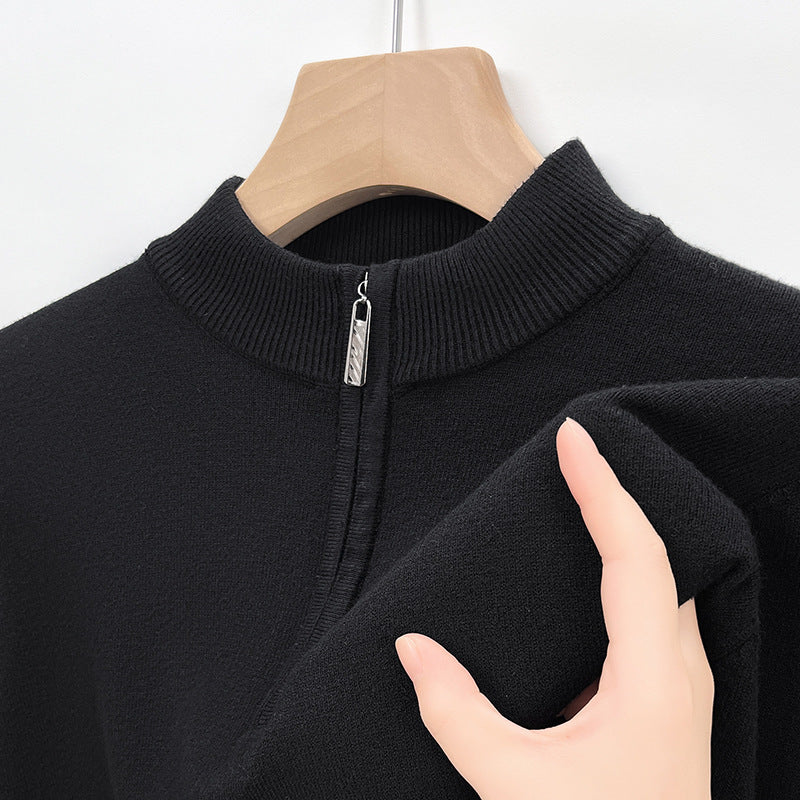 Men's Quarter Zip Knit Sweater Warm Refined Pullover Smart Casual