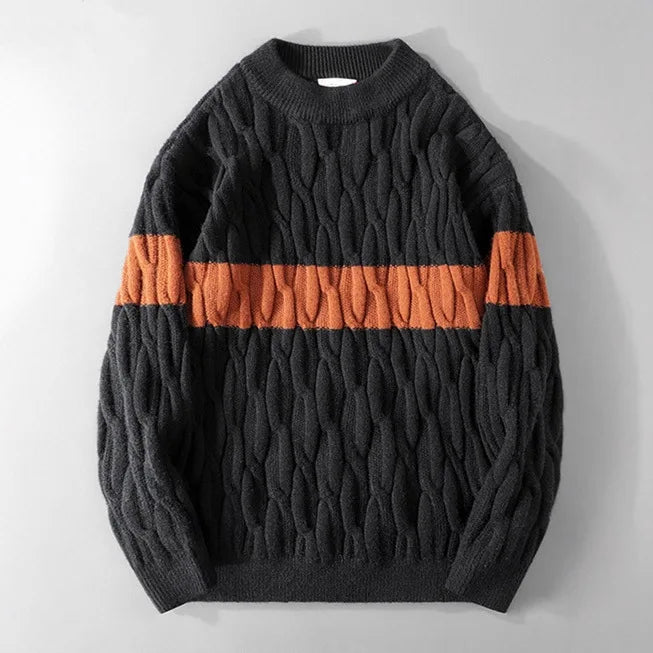 Men's Colour Block Knit Sweater Bold Modern Pullover Casual
