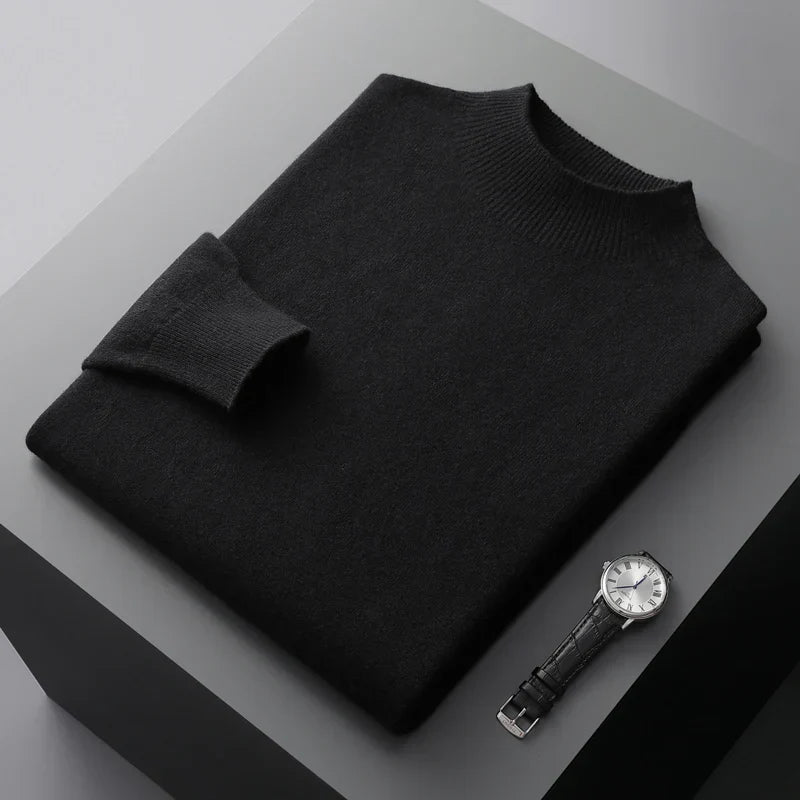 Men's Cashmere Half Neck Sweater Soft Warm Luxury Pullover Knit
