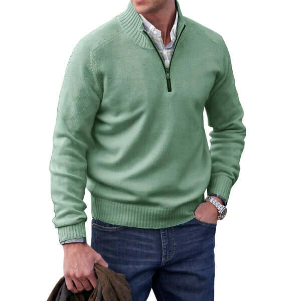 Men's Zip Sweater Soft Knit Quarter-Zip Pullover