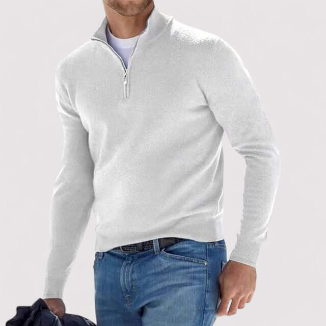 Men's Half-Zip Sweater Luxury Knit Warm Pullover