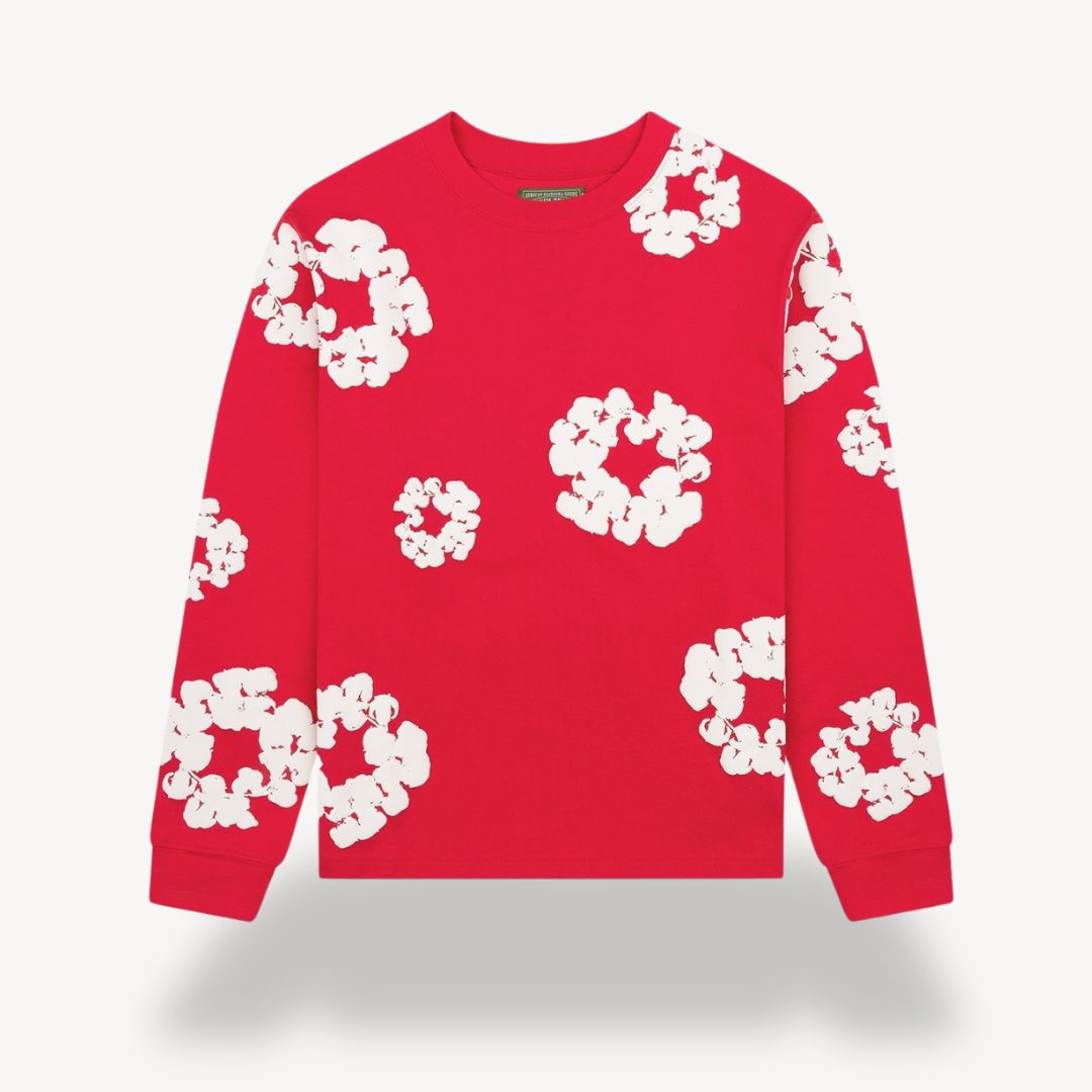 Men's Floral Sweatshirt Casual Crew Neck Design
