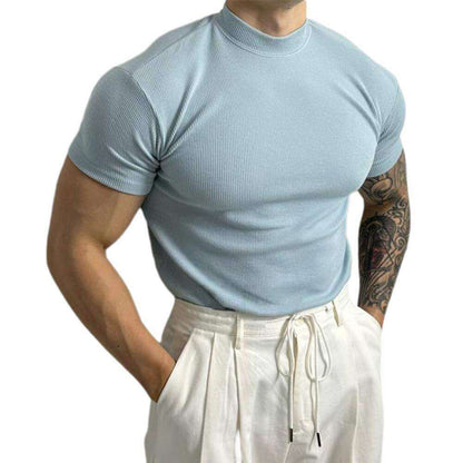 Men's Fitted Ribbed Knit Top Slim Muscle Fit