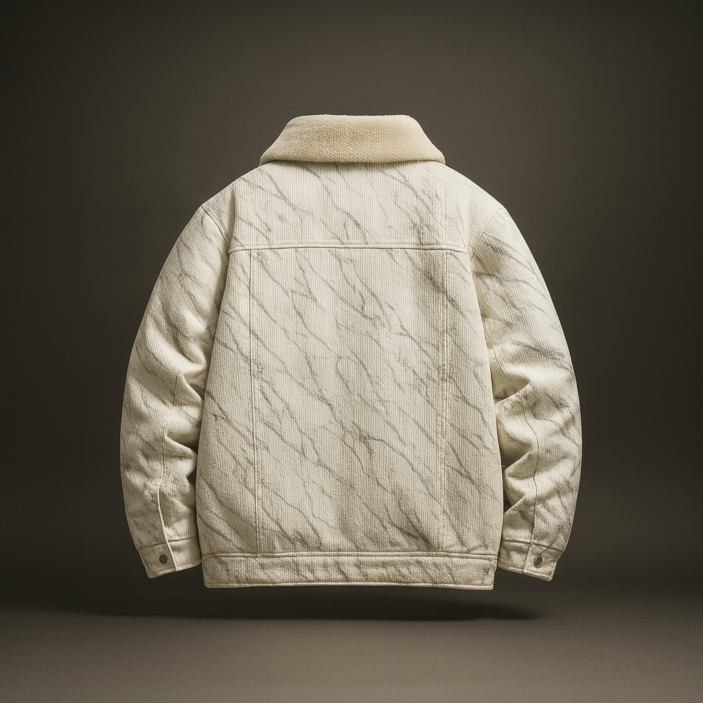 Men's Sherpa Corduroy Jacket Textured Casual Winter Coat Warm