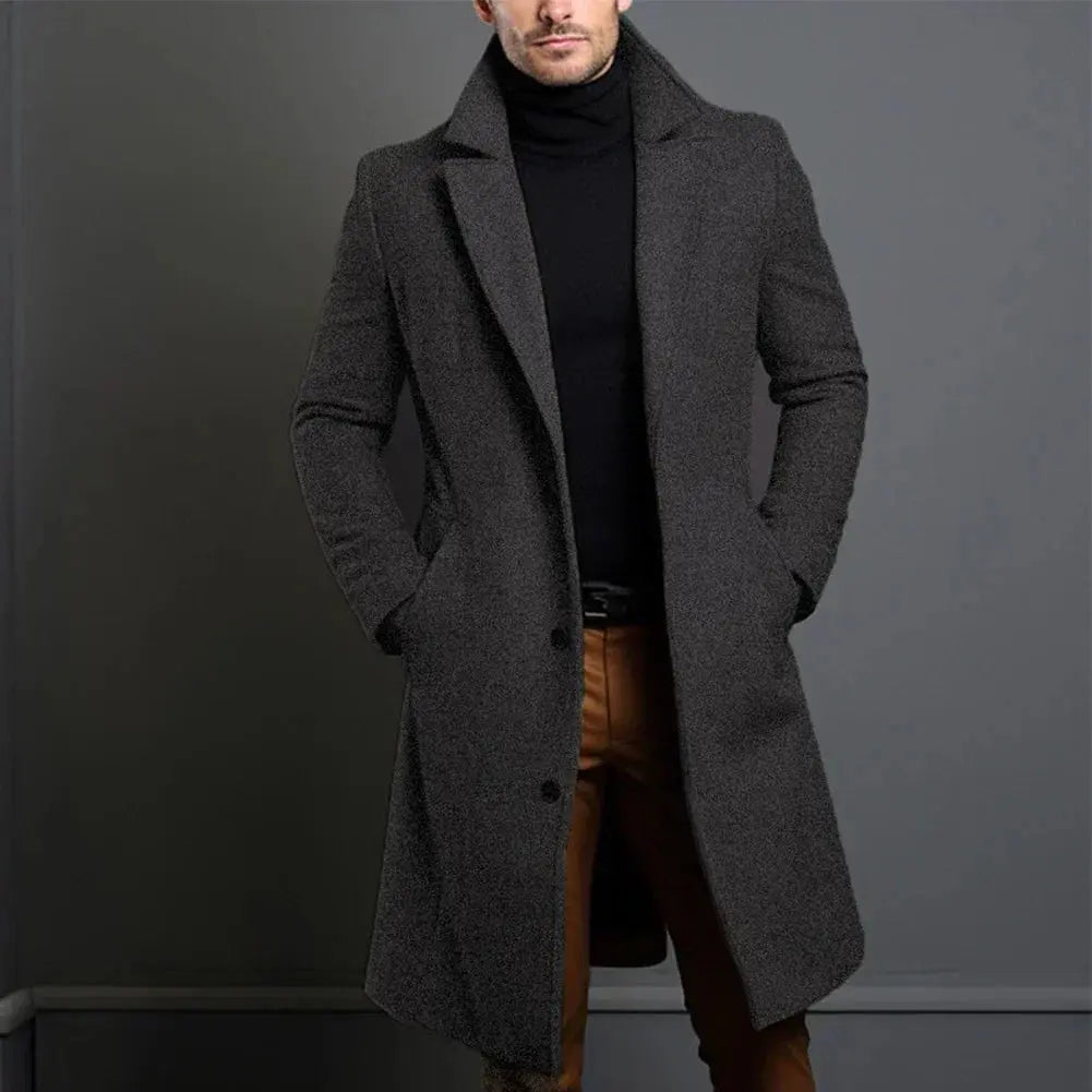 Men's Wool Blend Overcoat Classic Winter Coat Smart Casual Business