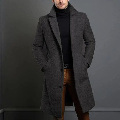 Men's Wool Blend Overcoat Classic Winter Coat Smart Casual Business