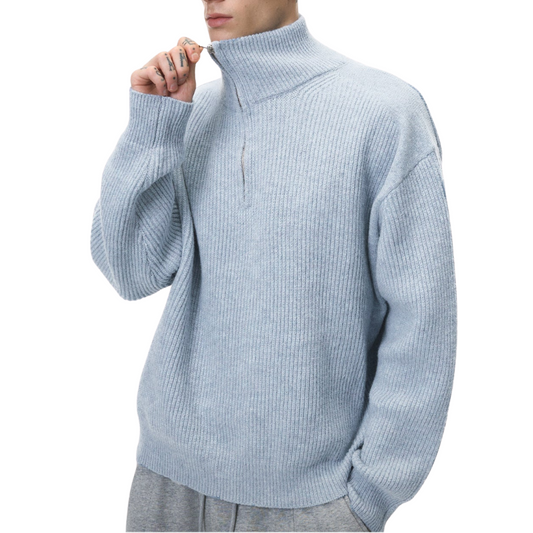 Men's Quarter Zip Sweater Warm Versatile Knit Pullover Casual
