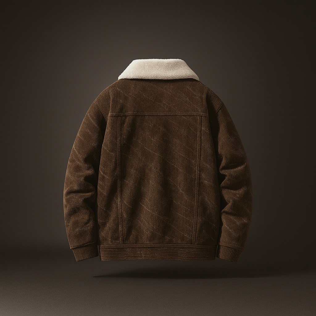 Men's Sherpa Corduroy Jacket Textured Casual Winter Coat Warm