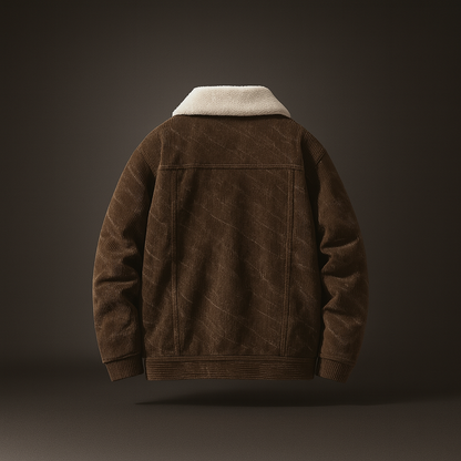 Men's Sherpa Corduroy Jacket Textured Casual Winter Coat Warm