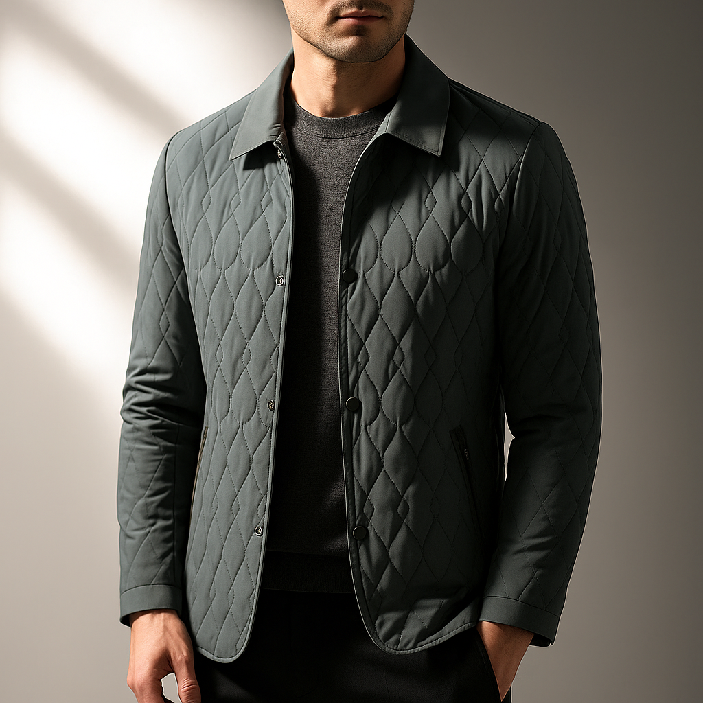 Men's Quilted Jacket Lightweight Casual Padded Coat Autumn Winter