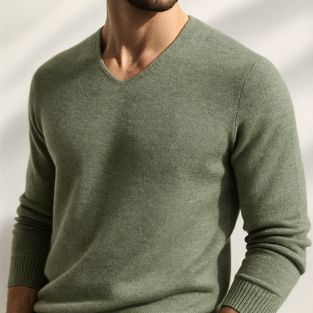 Men's Cashmere V-Neck Sweater Refined Soft Luxury Pullover Jumper