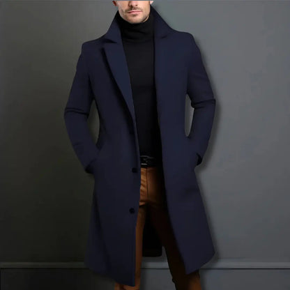 Men's Wool Blend Overcoat Classic Winter Coat Smart Casual Business