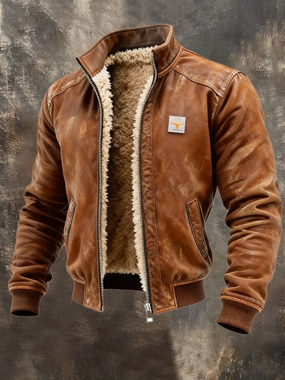 Men's Vintage Jacket Sherpa Lined Faux Leather