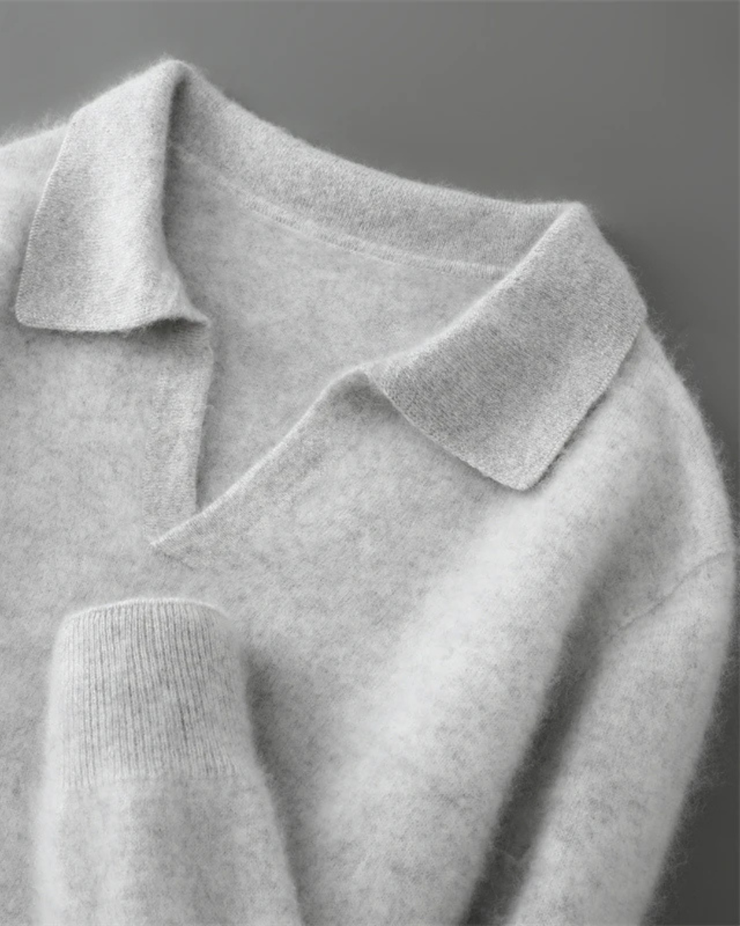 Men's Cashmere Polo Sweater Elegant Refined Luxury Pullover Knit