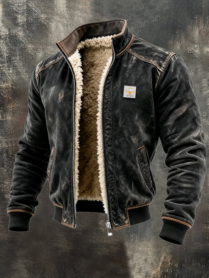 Men's Vintage Jacket Sherpa Lined Faux Leather