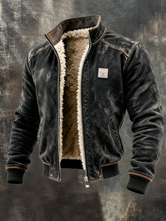 Men's Vintage Jacket Sherpa Lined Faux Leather