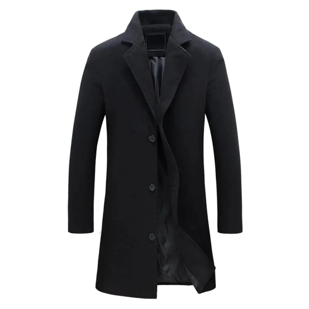 Men's Wool Blend Overcoat Classic Winter Coat Smart Casual Business