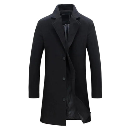 Men's Wool Blend Overcoat Classic Winter Coat Smart Casual Business