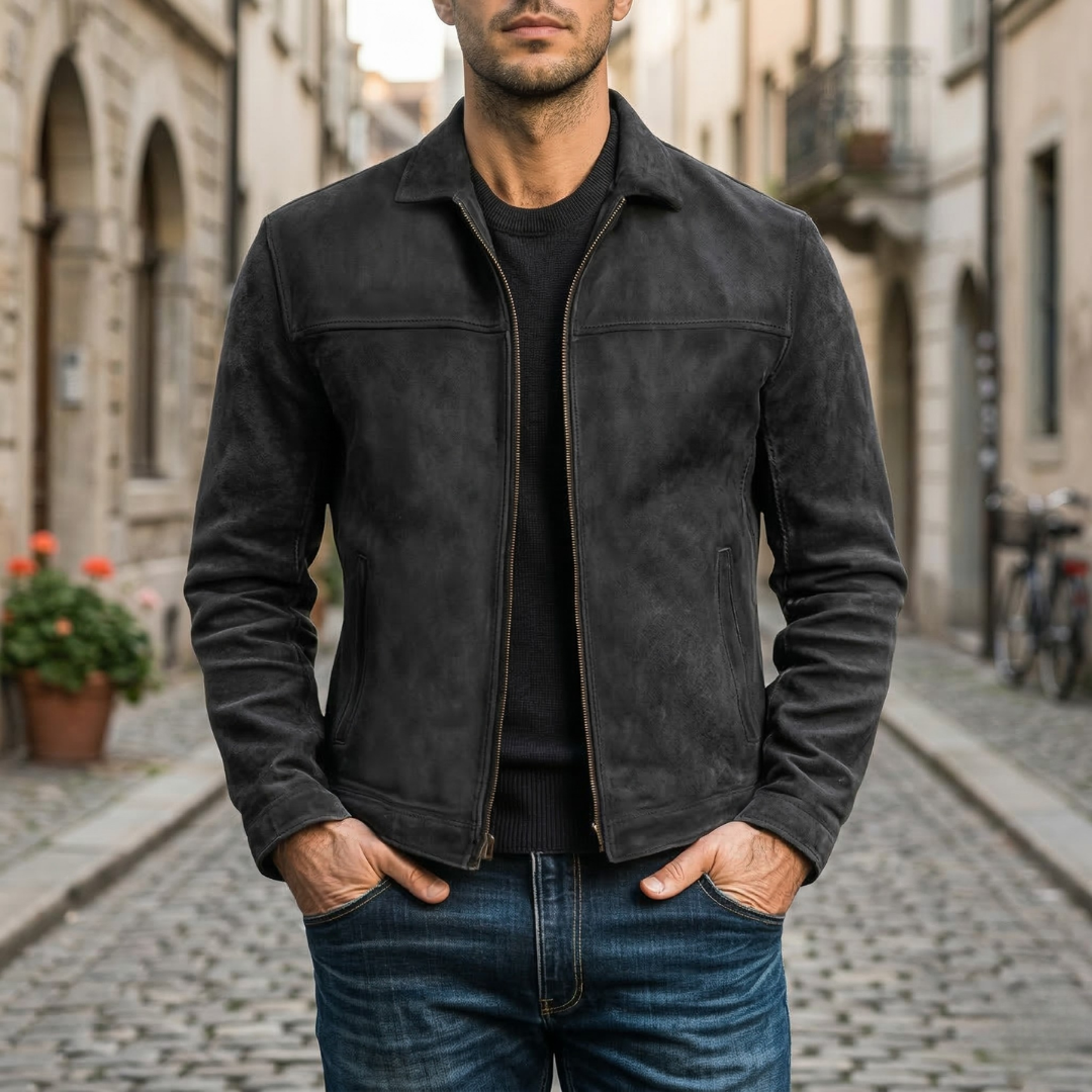 Men's Fitted Leather Jacket Classic Biker Style Faux Leather Coat