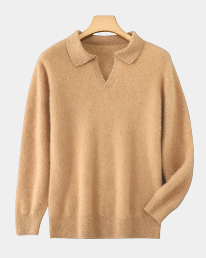Men's Cashmere Polo Sweater Elegant Refined Luxury Pullover Knit