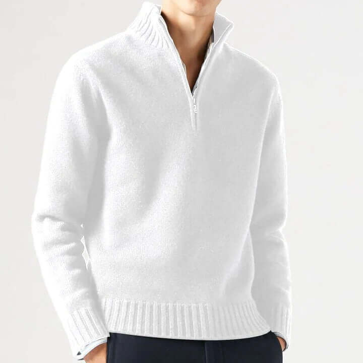 Men's Zip Sweater Soft Knit Quarter-Zip Pullover