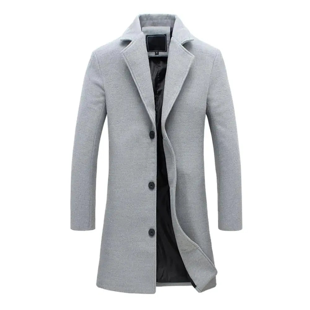 Men's Wool Blend Overcoat Classic Winter Coat Smart Casual Business