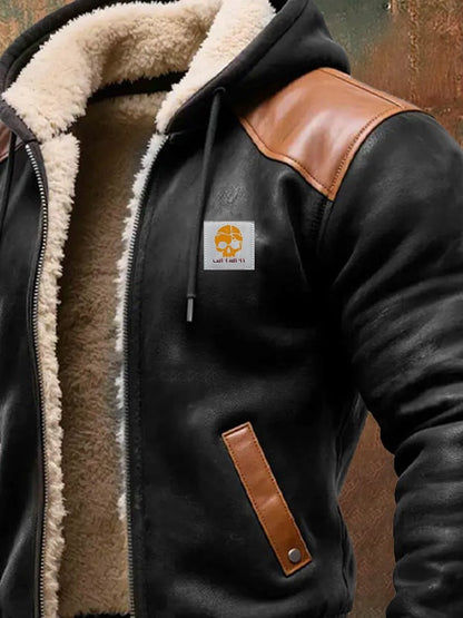 Men's Vintage Suede Leather Jacket Warm Lined