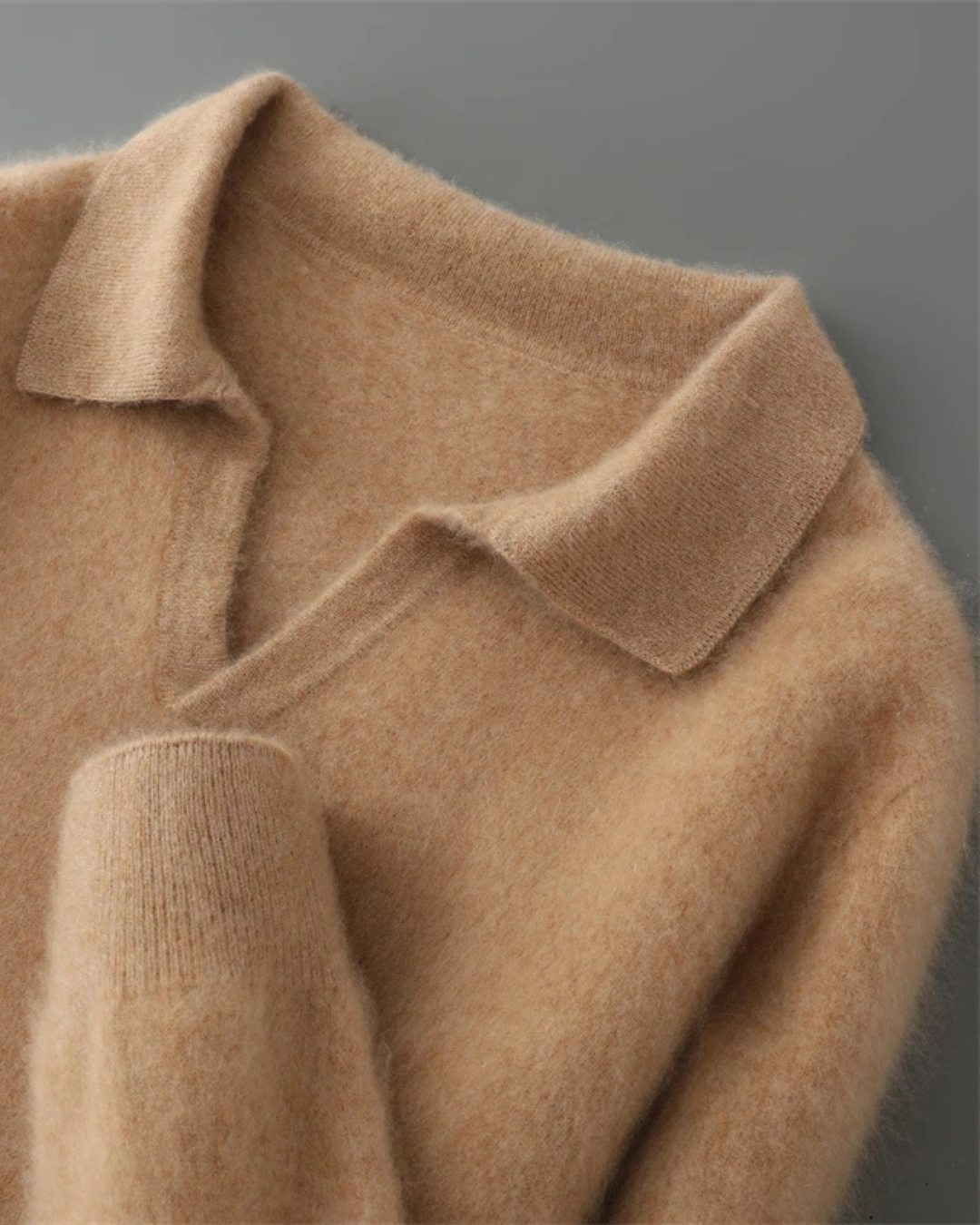 Men's Cashmere Polo Sweater Elegant Refined Luxury Pullover Knit