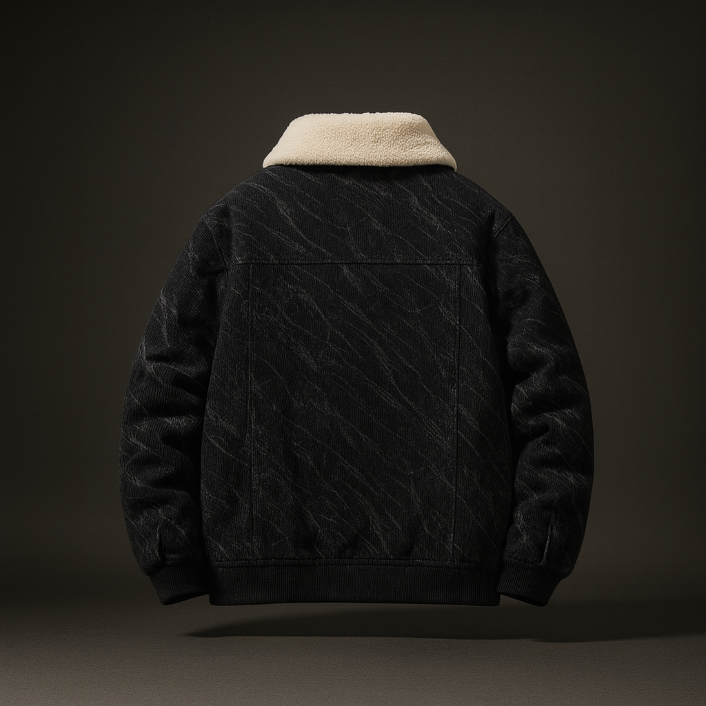 Men's Sherpa Corduroy Jacket Textured Casual Winter Coat Warm