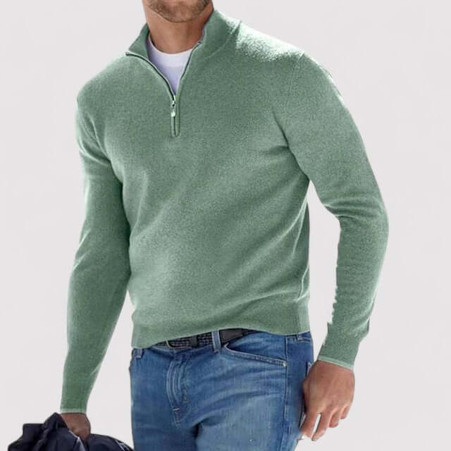 Men's Half-Zip Sweater Luxury Knit Warm Pullover