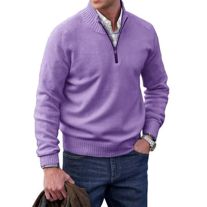Men's Zip Sweater Soft Knit Quarter-Zip Pullover