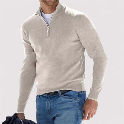 Men's Half-Zip Sweater Luxury Knit Warm Pullover