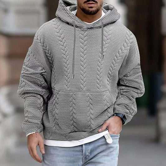 Men's Casual Knit Hoodie Long Sleeve Warm Pullover