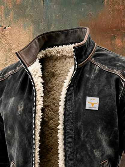 Men's Vintage Jacket Sherpa Lined Faux Leather