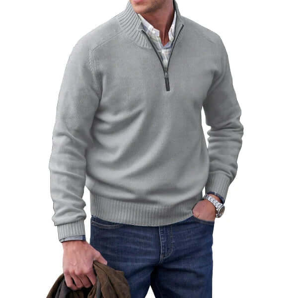 Men's Zip Sweater Soft Knit Quarter-Zip Pullover