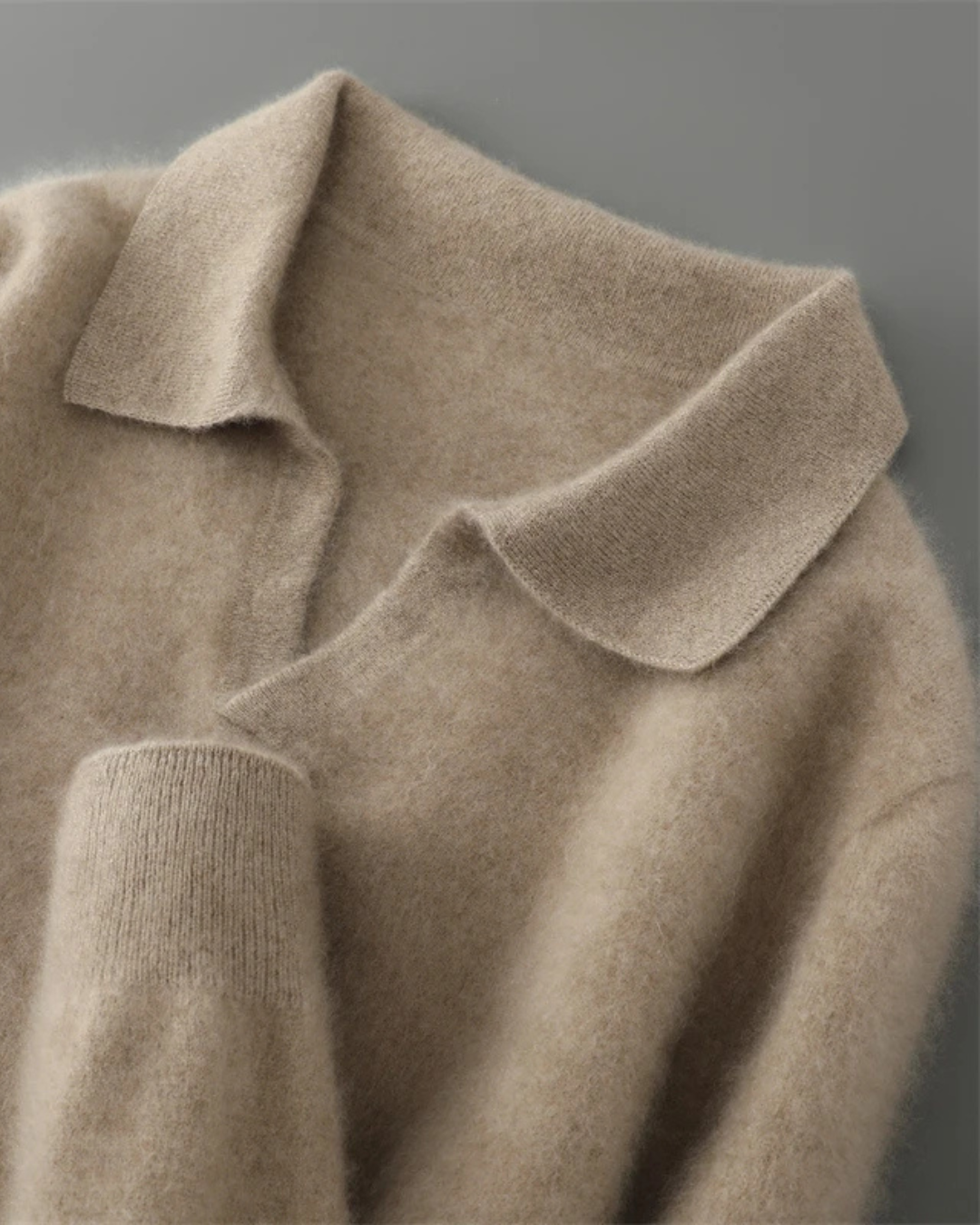 Men's Cashmere Polo Sweater Elegant Refined Luxury Pullover Knit