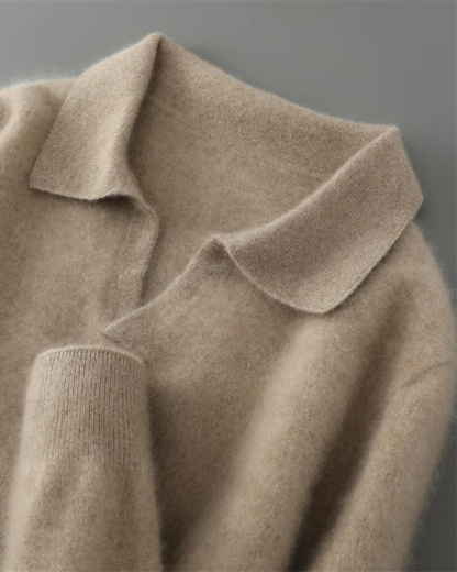Men's Cashmere Polo Sweater Elegant Refined Luxury Pullover Knit