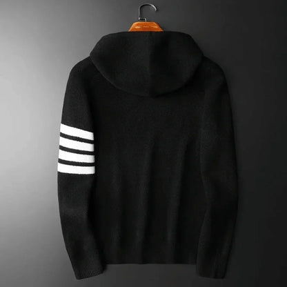 Men's Hooded Sweater Warm Casual Knitwear Pullover Zip Hoodie