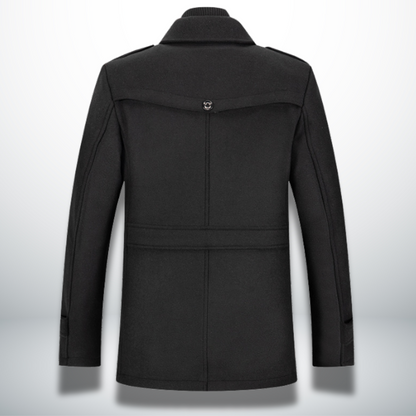 Men's Smart Casual Overcoat Button Front Wool Blend Coat Autumn