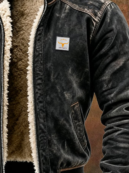 Men's Vintage Jacket Sherpa Lined Faux Leather