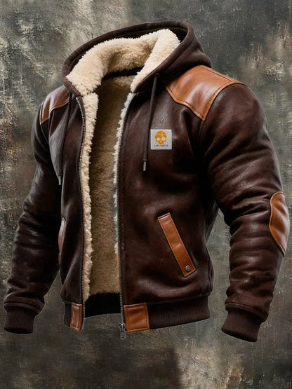 Men's Vintage Suede Leather Jacket Warm Lined