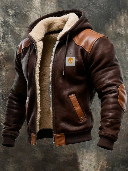 Men's Vintage Suede Leather Jacket Warm Lined