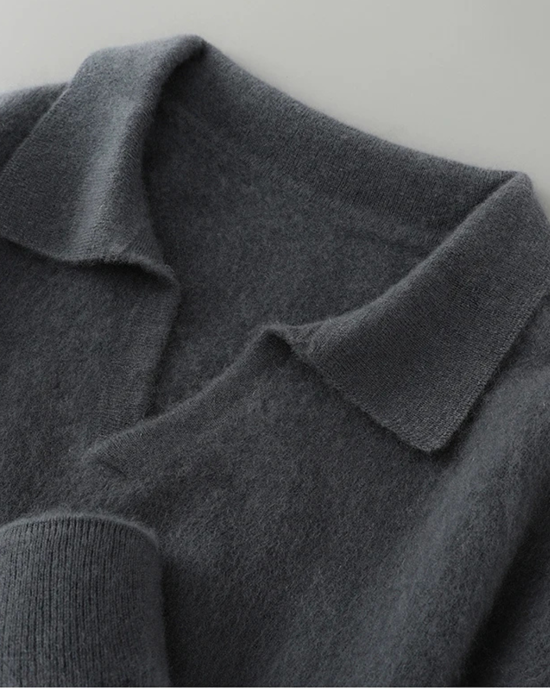 Men's Cashmere Polo Sweater Elegant Refined Luxury Pullover Knit