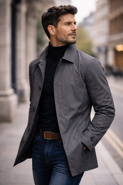 Men's Weather Resistant Overcoat Waterproof Winter Coat Business Smart